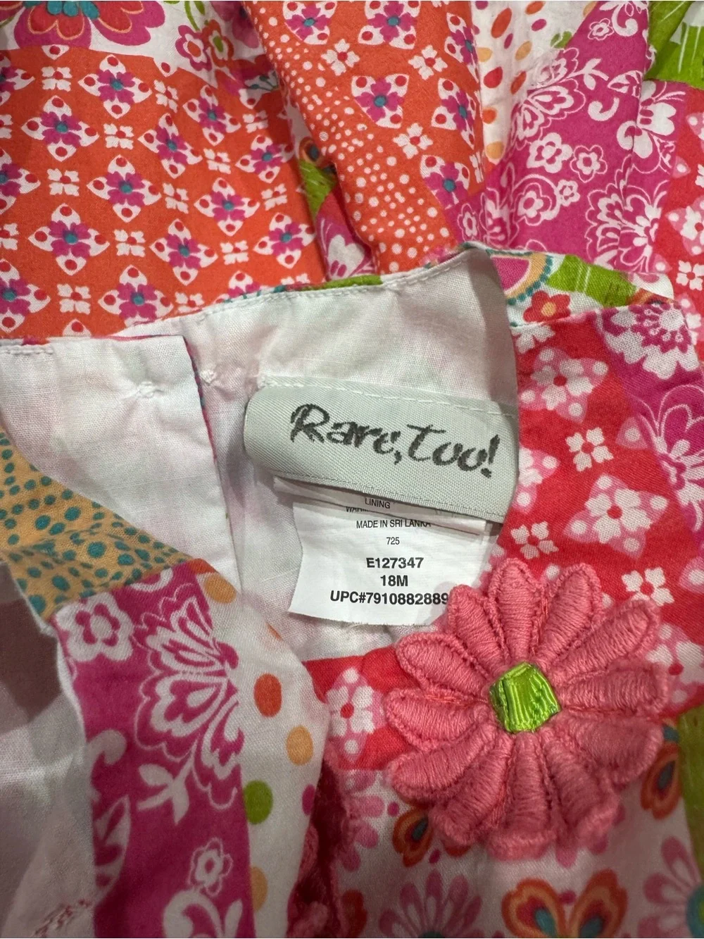Rare, Too! - Floral Patchwork Sundress in Bandana Style in Coral, Pink & Green